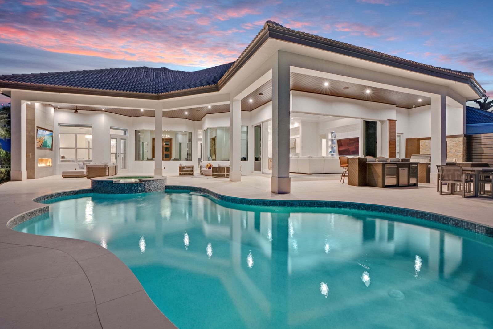 Virtual twilight real estate photo
